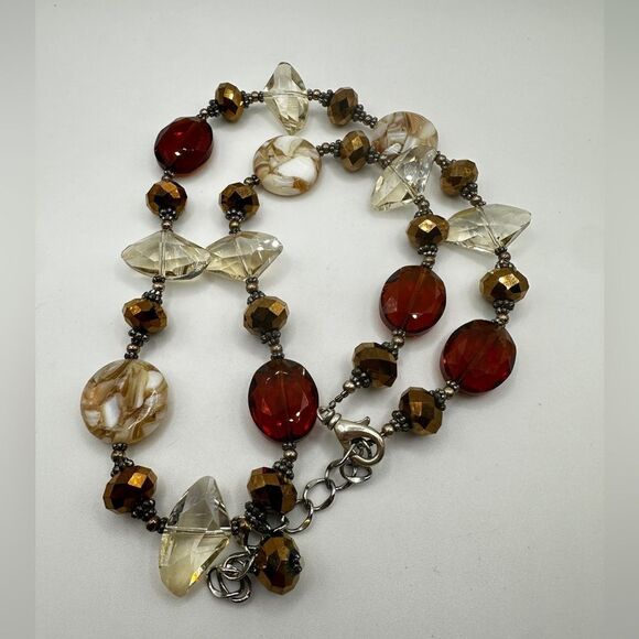 22" Swarovski Champagne Crystal, Glass and Resin/Shell beaded necklace! - Picture 4 of 13